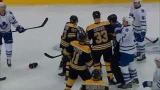 Marchand Knee on Knee with Komarov - JVR Almost fights Marchand