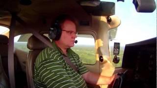 Dual cameras capturing greased landing in a Cessna 182T (HD)