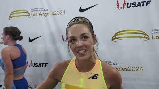 Elle St. Pierre after a 5000m PR of 14:34.12 to win in LA