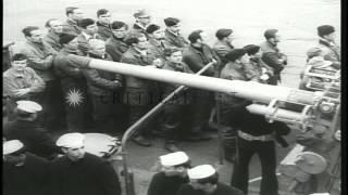 Crew members of German submarine U-234 are taken prisoner after arriving at a doc...HD Stock Footage