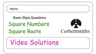 Square Numbers Answers - Corbettmaths