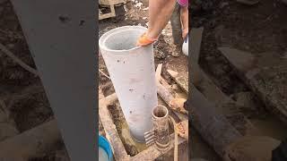 Concrete pipe installation process for rural wells #amazing