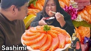 SASHIMI | SALMON + TUNA OR MAGURO | MUKBANG ASMR | EATING SHOW