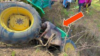 Omg John Deere 5310 Tractor Jumped in the River with Straw Reaper and Trolley