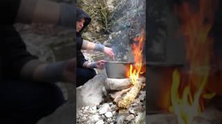 Pilaf on fire | mountain river