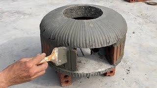 Tip Build a Stove Saves Firewood With Old Fan Cage And Brick Very Simple