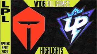 TES vs UP Highlights ALL GAMES | LPL Spring 2022 W1D6 | Top Esports vs Ultra Prime