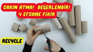 KAĞIT RULOLARLA YAPILABİLECEK 4 SÜPER GERİ DÖNÜŞÜM! (Kağıt Rulodan Neler Yapılabilir) Recycle / Idea