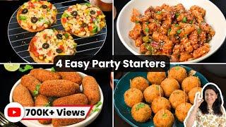 4 Easy Party Starter Recipes in 10 Mins | स्नैक्स रेसिपी | Snacks Recipes Part-3 | MintsRecipes