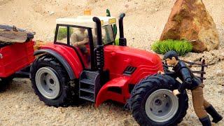 Fun Toy Tanks With Dinosaurs | Toy Tractor Rescue Trucks Story