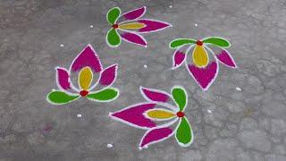 Lotus rangoli || rangoli design || Karthika masam muggulu ||