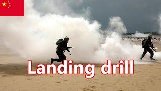 Chinese army held a beach landing drill on coastline of Fujian Province. | 中國軍隊在福建省海岸線舉行海灘登陸演習。