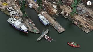 Polarbris on the water. This is the first vessel from Karstensen to be launched in Gdańsk