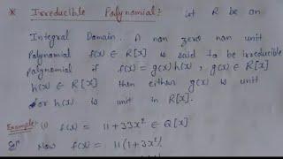 44. Irreducible polynomial definition results and examples | ring theory | AdnanAlig