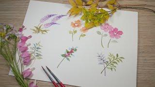 Simple watercolor flower painting 수채화 꽃그리기