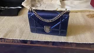 DIOR Metallic Blue Baby Diorama Flap Leather Bag