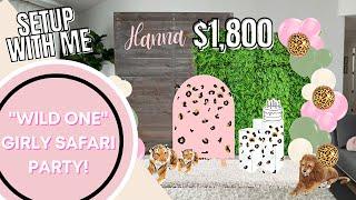 $1,800 Balloon Garland and Backdrop Setup | Wild One Safari Party