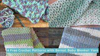 4 Bernat Blanket Yarn Crochet Patterns Super Chunky Yarn How to Easy Patterns