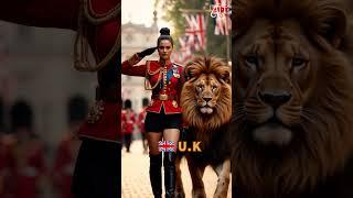 Animals and female warrior in shorts #beautiful #military #animals #lion #eagle