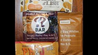 NuGo Fiber d’Lish Peanut Chocolate Chip, R Bar PB&J, RxBar PB & Trader Joe’s PB&J Bar Review