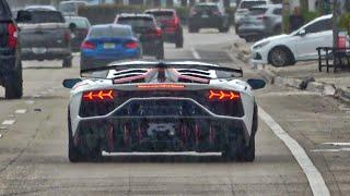 Supercars Accelerating - Lamborghini Aventador SVJ, SV, Huracan Sterrato, STO, Nissan GTR, Bugatti