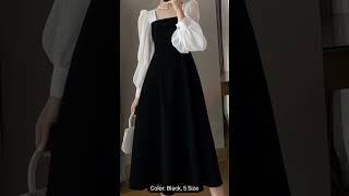 [Popular Choice] Vintage-Inspired Black Off-Shoulder Long Sleeve Tulle Dress price[Rs.3,983