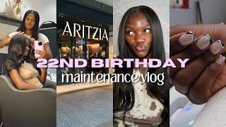 22nd birthday maintenance vlog | my first quick weave, trip prep, nails, aritzia haul