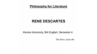 Rene Descartes Philosophy| Rationalism| Dualism| BA English Semester 4|Philosophy For Literature