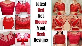 New Red Net Blouse Front Neck 2024 Designs |️Red Color Net Blouse Front Designs |Red Net Blouse New