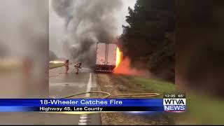 Semi-truck catches fire in Saltillo