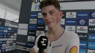 Joshua Tarling - Interview at the finish - World Championships ITT (Zürich) 2024