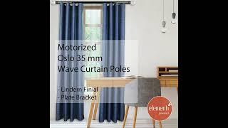 MT35 Motorized Curtain Pole with Lindern Finial and Plate Bracket Black