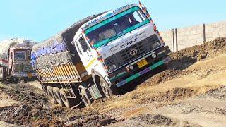 Its National High Way Road : But Not Like That | Trucks Driving On Very Bad Roads | Trucks In Mud