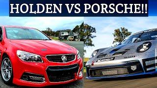 We race our 1000hp VF Commodore against Porsche GT3 Race Cars - SMSP