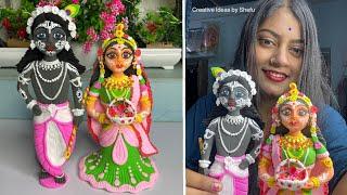 DIY how to make Radha Krishna idol with clay || small clay Radha Krishna idol making