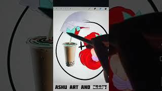 cold coffe + Ariel #craftideas #craftidias #art #artandcraftdiy #painting #easy #craft #artsandcraft