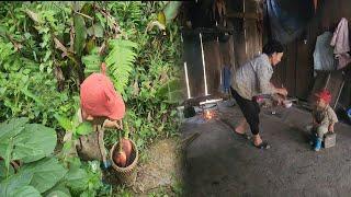 Orphaned boy picks banana flowers to exchange for medicine to cure his father's illness