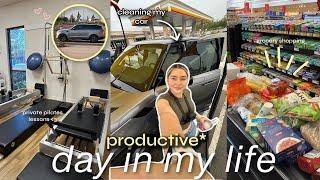 a *PRODUCTIVE* day in my life without my phone ️ | washing my car, pilates, fridge restock