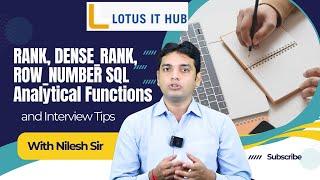 RANK, DENSE_RANK, ROW_NUMBER SQL Analytical Functions || Rank and Dense_rank