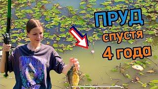 МОЙ ПРУД СПУСТЯ 4 ГОДА ! ПЕРВАЯ РЫБАЛКА | Девушка ловит рыбу