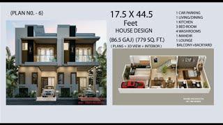 #17.5x44.5 feet house design,  #87 gaj duplex house design,#87 gaj north-west house design,