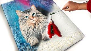 TEXTURED Furry KITTY Art! Step by Step Tutorial | AB Creative