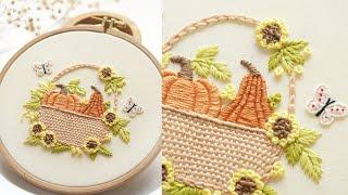 Pumpkin basket, new embroidery tutorial :) PDF pattern and instruction is live on store!