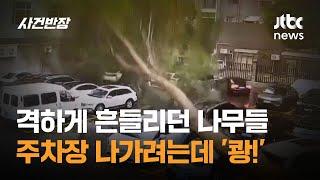 격하게 흔들리던 나무들…주차장 나가려는데 '쾅!' #글로벌픽 / JTBC 사건반장