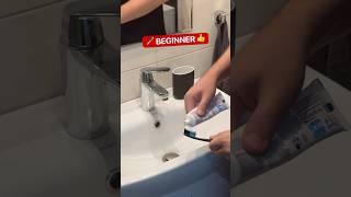 Toothbrushing Levels: Beginner vs Pro vs Expert 🪥#toothbrushfails #lifelevels #brushinghacks