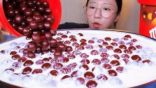 SUB) Warm whipped cream with Maltesers chocolate balls  Eating Show. Dessert Mukbang