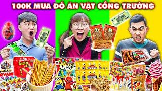 Thử Thách 100k Mua Đồ Ăn Vặt Cổng Trường - Ai Mua Được Nhiều Đồ Ăn Vặt Ngon Nhất ? Hà Sam