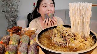 ASMR 건강하게 숙주 가득 넣은 쌀국수 월남쌈 먹방:) Healthy food Spring roll, Rice noodle MUKBANG