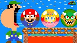 Super Mario: Luigi Big Mouth and the Challenge of Eating All Marble Race | Game Animation