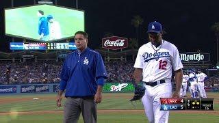 ARI@LAD: Nicasio leaves game with injury in the 6th